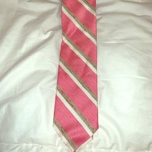 Breuer Tie pink, white and grey stripes